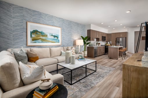 citron model living space at Citron, Anaheim