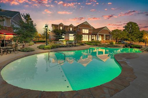 pool at dusk