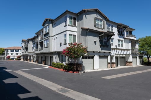 exterior building shot with white and grey paint 