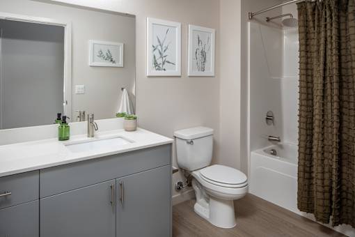 A white toilet sits next to a sink in a bathroom.