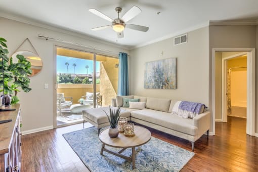 Living room at Stone Canyon Apartments, California