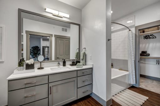 Nexus East Bathroom with Bathtub and Walk-In Closet