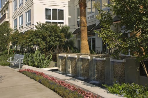 Exterior Fountain at mResidences Miracle Mile, California