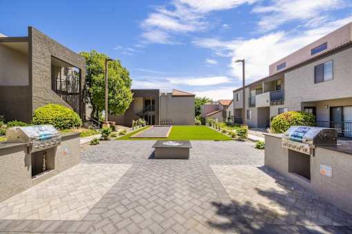 A Courtyard Between Two Building at Odyssey Apartments, Albuquerque