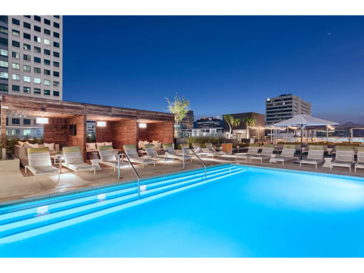 Pool View In Night at Altana, Glendale, CA, 91203