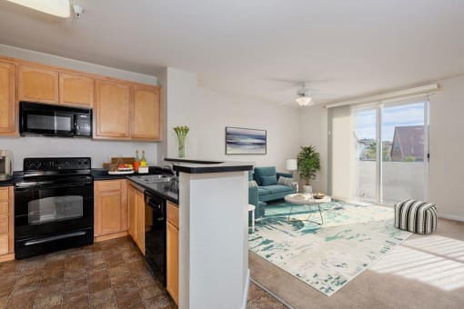 apartment kitchen and living room