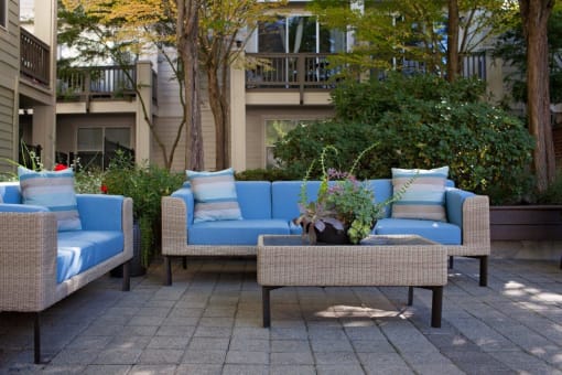 outdoor seating area at Lionsgate South, Hillsboro, OR