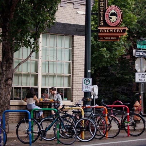 bike rack outside of pub at The Wyatt, Portland, 97209