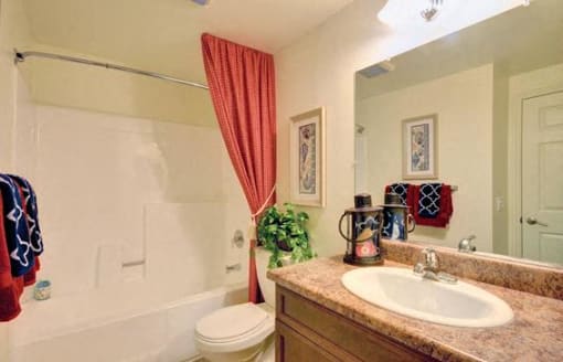 Model Apartment Bathroom at Rising Glen, Carlsbad, CA 