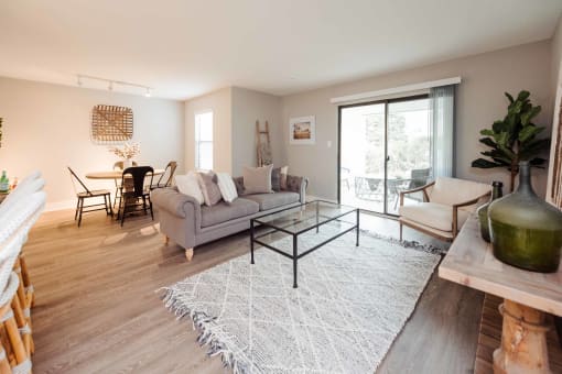 a living room with a couch and a coffee table