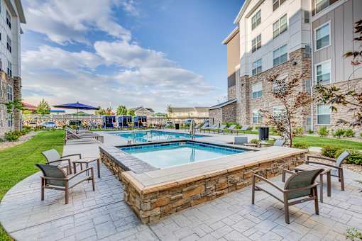 Resort-style pool at Incline at Anthem senior apartments in Herriman