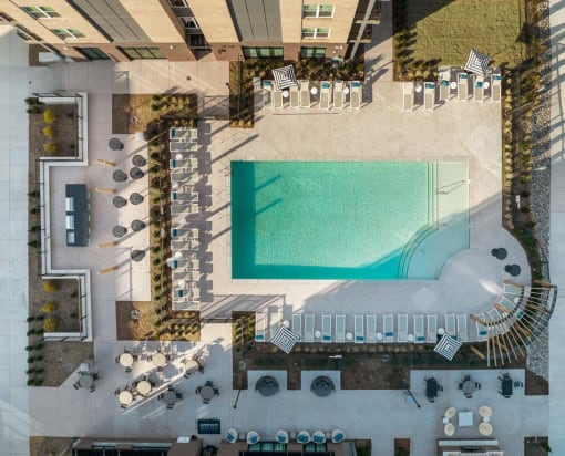 Top view of pool at Alta Davis, Durham, 27703