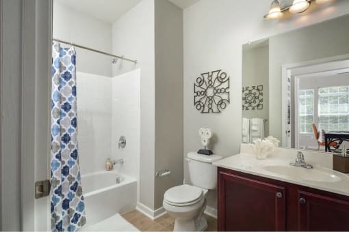 a bathroom with a shower toilet and sink