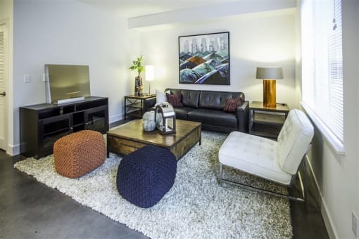 a living room with a couch and a television
