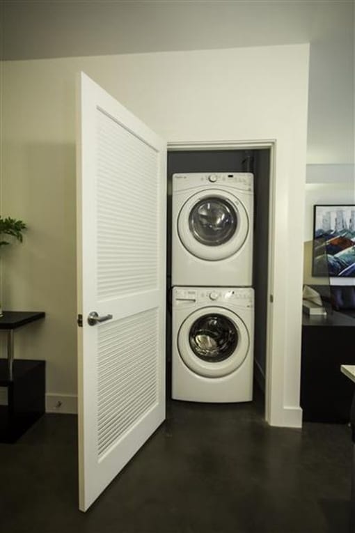 a washer and a dryer in a closet