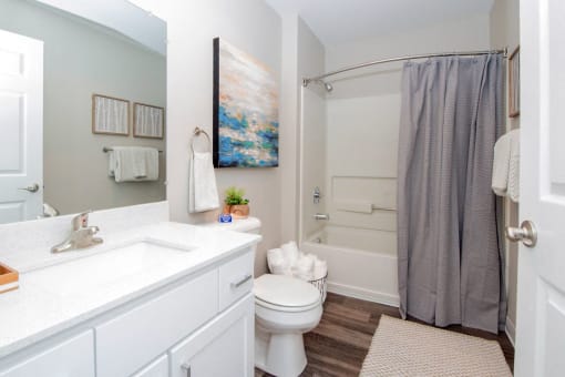 a bathroom with a sink toilet and a shower