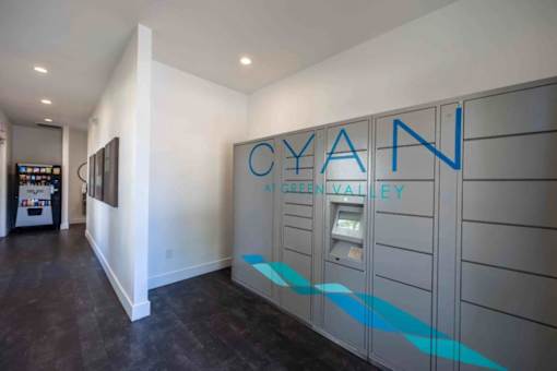 A wall with the word "CYAN" on it.