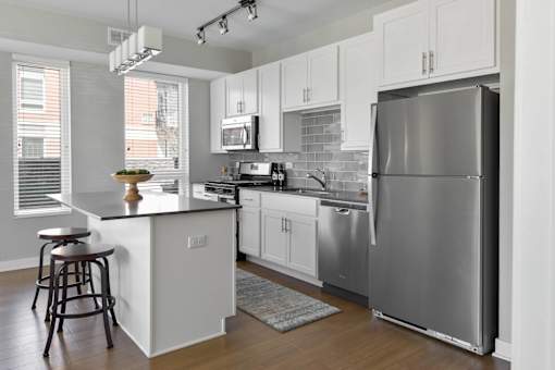 Open concept kitchen at Park 205 Apartments in Park Ridge, IL
