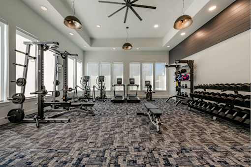 Fully equipped fitness center for resident use