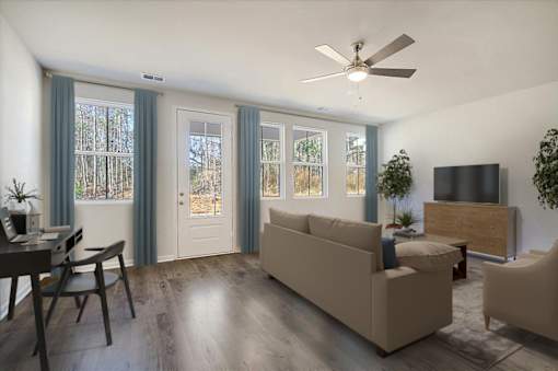 Hardwood style flooring in living room