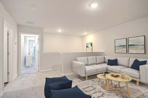 Large gray sectional in loft