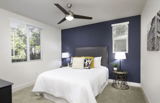 Bedroom With Ceiling Fan at Palomar Station, San Marcos, California