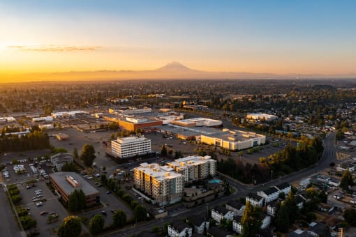 Building Drone Photo at The Pacifica Apartments, Washington