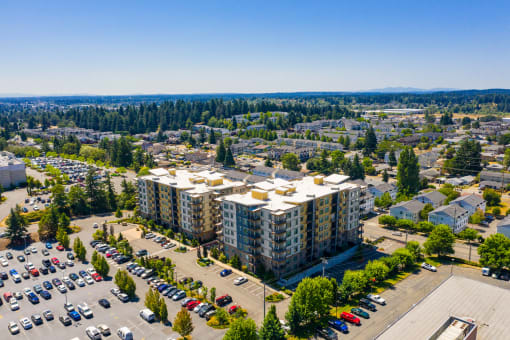 Building exterior View at The Pacifica Apartments, Tacoma, WA, 98409