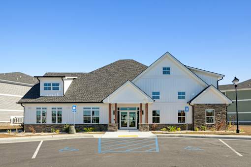 Leasing office building and parking spaces.
