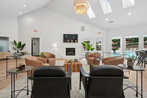 A living room with a fireplace and a television.