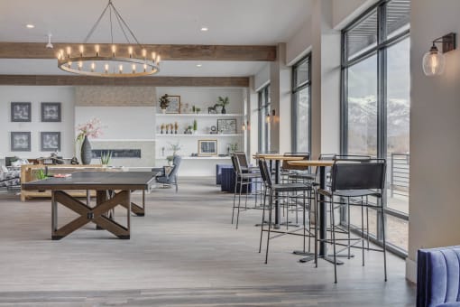 Clubroom with Chandelier at The Heights at Legend Hills, Clearfield, 84015