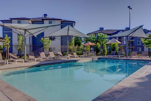 Pool and buildings