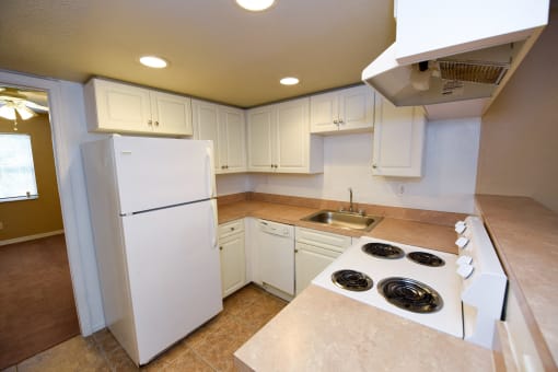 Kitchen with refrigerator, oven and dishwasher  at Green Oaks Apartments, Florida, 33616