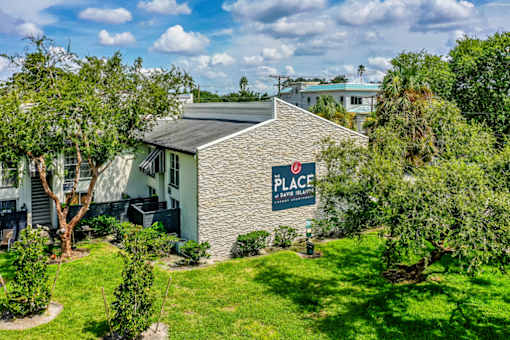 Aerial view of property sign at The Place at Davis Islands, Tampa