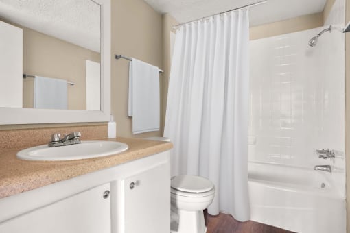 Bright White Bathroom at Chevy Chase in Austin, 78752