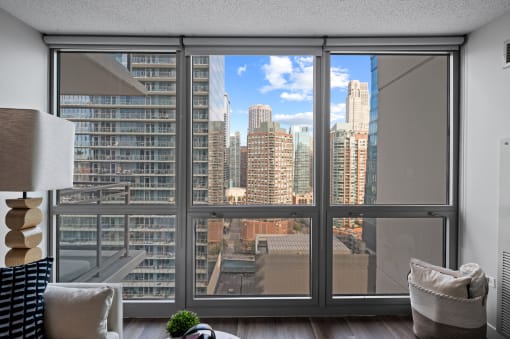 Floor-to-Ceiling Windows at Shoreham and Tides Apartments, Chicago, Illinois