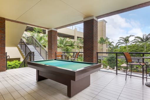 Outdoor billiards tableat One Plantation, Plantation, Florida
