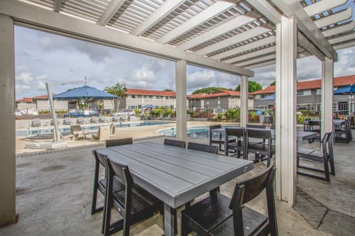 Patio with Dining Table at MALA GROVE Apartments, Hawaii