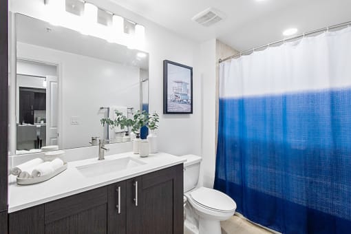 Spacious Bathroom at One Plantation in Plantation, FL 33324