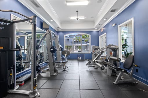 Weight Machines in Fitness Center at Verona at Boynton Beach Apartments in Boynton Beach, FL 33426