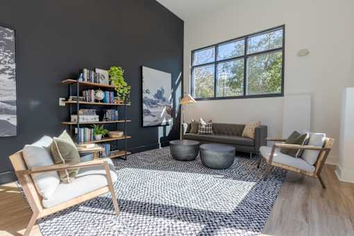 Community Reading Lounge at The Merchant Apartments in Charleston, SC 29403