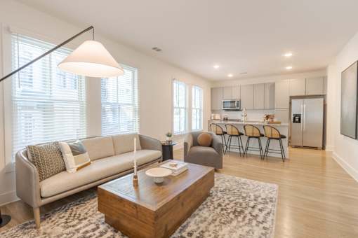 Open-Concept Living Room at The Merchant Apartments in Charleston, SC 29403