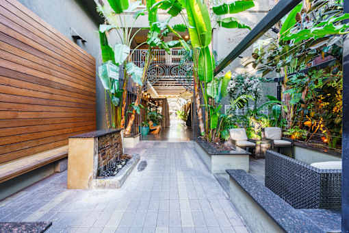 Long hallway at Misora Apartments, San Jose, CA