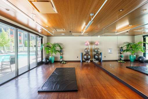 Yoga studio at Misora Apartments, California, 95128