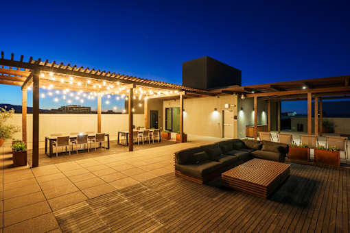 Rooftop terrace at Misora Apartments, California