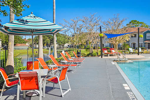 Poolside Dining Tables at Country Club Lakes, Jacksonville, FL, 32224