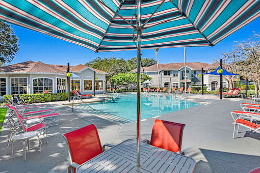 Poolside Relaxing Chairs at Country Club Lakes, Florida
