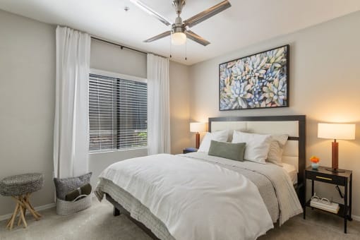 a bedroom with a bed and a ceiling fan at Element Deer Valley, Phoenix