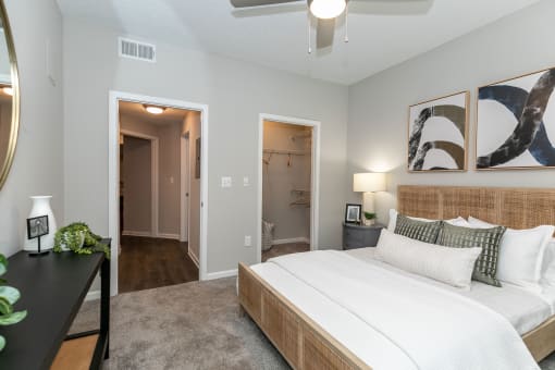 a bedroom with a large bed and a closet at Willowest in Lindbergh, Atlanta, GA
