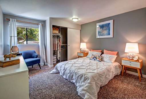 Bedroom With Closet at Brackett Apartments, Edmonds, 98020